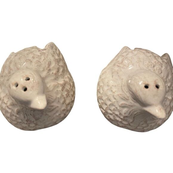 Red Clay White Glaze Partridge Bird Salt and Pepper Shakers Set of 2 - Picture 5 of 6